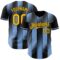 Custom Black Gold-Light Blue Gradient Classic Vertical Stripe Authentic Baseball Jersey