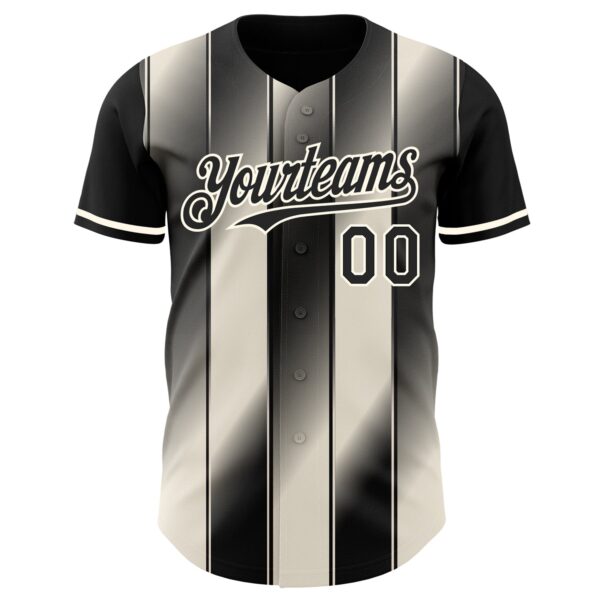 Custom Black Cream-Cream Gradient Classic Vertical Stripe Authentic Baseball Jersey
