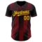 Custom Black Gold-Crimson Gradient Classic Vertical Stripe Authentic Baseball Jersey