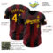 Custom Black Gold-Crimson Gradient Classic Vertical Stripe Authentic Baseball Jersey