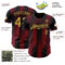 Custom Black Old Gold-Crimson Gradient Classic Vertical Stripe Authentic Baseball Jersey