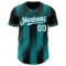 Custom Black White-Teal Gradient Classic Vertical Stripe Authentic Baseball Jersey