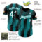 Custom Black White-Teal Gradient Classic Vertical Stripe Authentic Baseball Jersey