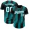 Custom Black White-Teal Gradient Classic Vertical Stripe Authentic Baseball Jersey
