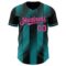 Custom Black Pink-Teal Gradient Classic Vertical Stripe Authentic Baseball Jersey