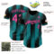 Custom Black Pink-Teal Gradient Classic Vertical Stripe Authentic Baseball Jersey