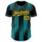 Custom Black Gold-Teal Gradient Classic Vertical Stripe Authentic Baseball Jersey