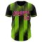 Custom Black Pink-Neon Green Gradient Classic Vertical Stripe Authentic Baseball Jersey