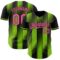 Custom Black Pink-Neon Green Gradient Classic Vertical Stripe Authentic Baseball Jersey