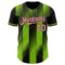 Custom Black Medium Pink-Neon Green Gradient Classic Vertical Stripe Authentic Baseball Jersey
