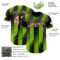 Custom Black Medium Pink-Neon Green Gradient Classic Vertical Stripe Authentic Baseball Jersey
