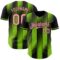 Custom Black Medium Pink-Neon Green Gradient Classic Vertical Stripe Authentic Baseball Jersey