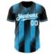 Custom Black White-Sky Blue Gradient Classic Vertical Stripe Authentic Baseball Jersey