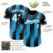 Custom Black White-Sky Blue Gradient Classic Vertical Stripe Authentic Baseball Jersey
