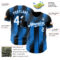 Custom Black White-Electric Blue Gradient Classic Vertical Stripe Authentic Baseball Jersey