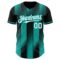 Custom Black White-Aqua Gradient Classic Vertical Stripe Authentic Baseball Jersey