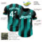 Custom Black White-Aqua Gradient Classic Vertical Stripe Authentic Baseball Jersey