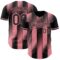 Custom Black-Medium Pink Gradient Classic Vertical Stripe Authentic Baseball Jersey