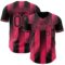 Custom Black-Neon Pink Gradient Classic Vertical Stripe Authentic Baseball Jersey
