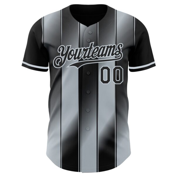 Custom Black-Silver Gradient Classic Vertical Stripe Authentic Baseball Jersey