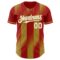 Custom Red White-Old Gold Gradient Classic Vertical Stripe Authentic Baseball Jersey