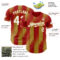 Custom Red White-Old Gold Gradient Classic Vertical Stripe Authentic Baseball Jersey