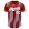 Custom Red White-Gray Gradient Classic Vertical Stripe Authentic Baseball Jersey