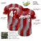 Custom Red White-Gray Gradient Classic Vertical Stripe Authentic Baseball Jersey