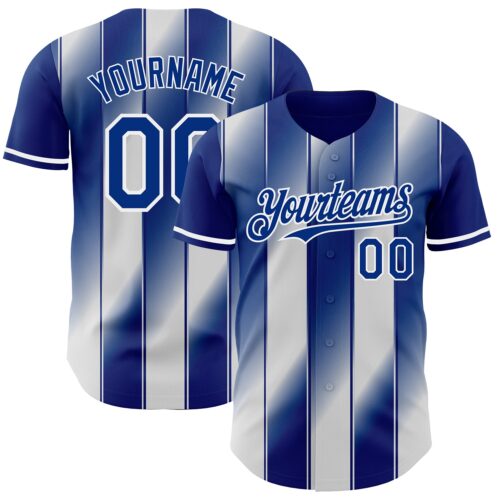 Pinstripe0087 Custom Royal-White Gradient Classic Vertical Stripe Authentic Baseball Jersey