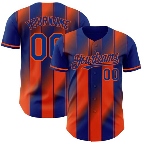 Pinstripe0091 Custom Royal-Orange Gradient Classic Vertical Stripe Authentic Baseball Jersey