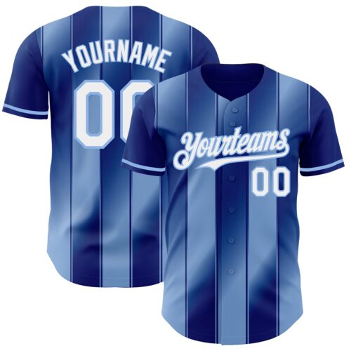 Pinstripe0095 Custom Royal White-Light Blue Gradient Classic Vertical Stripe Authentic Baseball Jersey