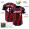 Custom Navy White-Red Gradient Classic Vertical Stripe Authentic Baseball Jersey
