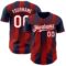 Custom Navy White-Red Gradient Classic Vertical Stripe Authentic Baseball Jersey