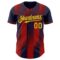 Custom Navy Gold-Red Gradient Classic Vertical Stripe Authentic Baseball Jersey