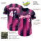 Custom Navy White-Pink Gradient Classic Vertical Stripe Authentic Baseball Jersey