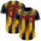 Custom Navy Red-Gold Gradient Classic Vertical Stripe Authentic Baseball Jersey