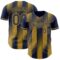 Custom Navy-Old Gold Gradient Classic Vertical Stripe Authentic Baseball Jersey