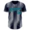 Custom Navy Teal-Gray Gradient Classic Vertical Stripe Authentic Baseball Jersey