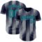 Custom Navy Teal-Gray Gradient Classic Vertical Stripe Authentic Baseball Jersey
