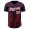 Custom Navy White-Crimson Gradient Classic Vertical Stripe Authentic Baseball Jersey