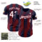 Custom Navy White-Crimson Gradient Classic Vertical Stripe Authentic Baseball Jersey