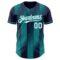 Custom Navy White-Teal Gradient Classic Vertical Stripe Authentic Baseball Jersey
