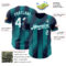 Custom Navy White-Teal Gradient Classic Vertical Stripe Authentic Baseball Jersey