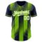 Custom Navy White-Neon Green Gradient Classic Vertical Stripe Authentic Baseball Jersey