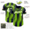 Custom Navy White-Neon Green Gradient Classic Vertical Stripe Authentic Baseball Jersey