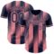 Custom Navy-Medium Pink Gradient Classic Vertical Stripe Authentic Baseball Jersey