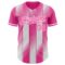 Custom Pink-White Gradient Classic Vertical Stripe Authentic Baseball Jersey