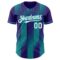 Custom Purple White-Teal Gradient Classic Vertical Stripe Authentic Baseball Jersey
