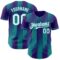 Custom Purple White-Teal Gradient Classic Vertical Stripe Authentic Baseball Jersey