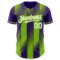 Custom Purple White-Neon Green Gradient Classic Vertical Stripe Authentic Baseball Jersey